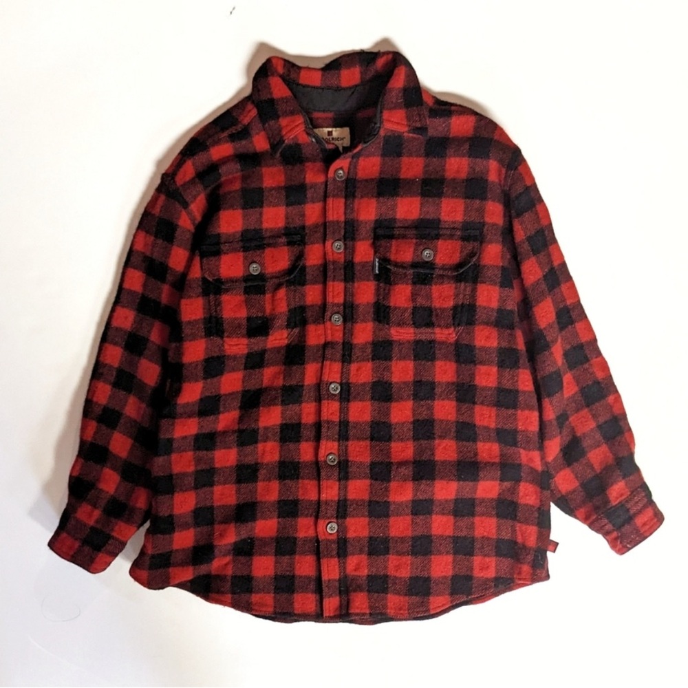 Woolrich Red Buffalo Plaid Wool Flannel Button Down Shirt